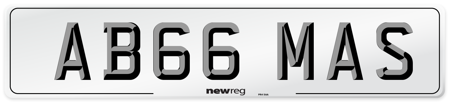 AB66 MAS Number Plate from New Reg